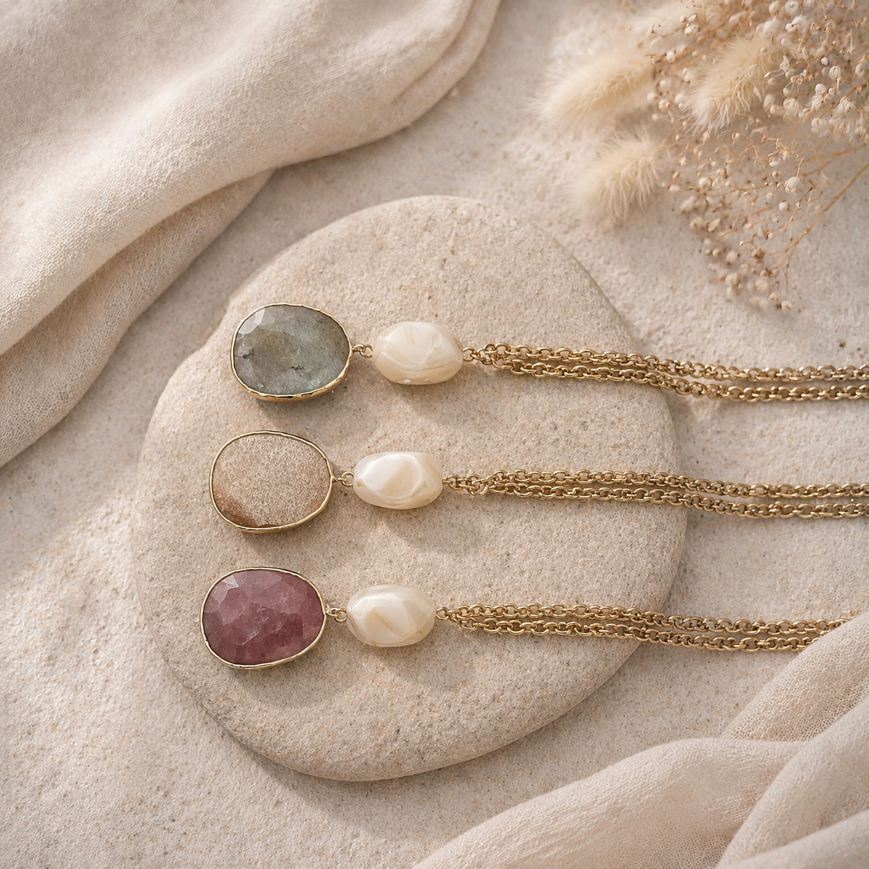 Le collier Terra Bella en acier inoxydable et jaspe rouge