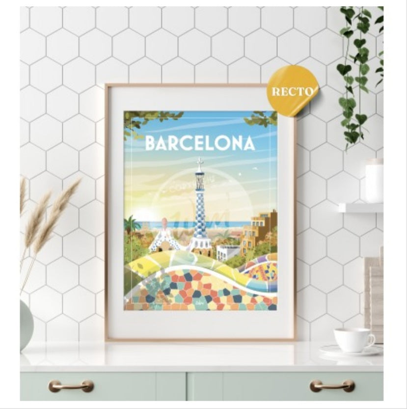 Affiche Barcelone 30x40cm